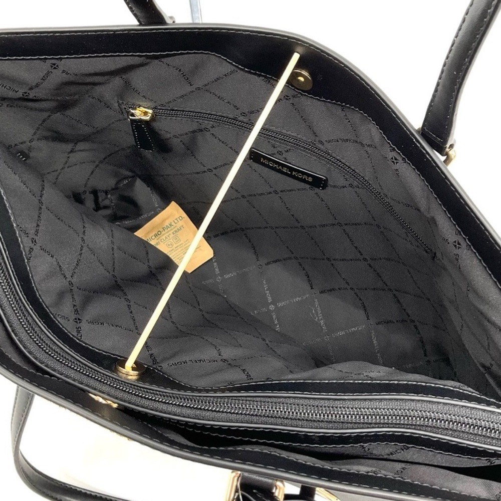 Michael Kors Bag Large Sheila Mf Tote Bag & Large Trifold Wallet Black/Gold - Picture 8 of 14